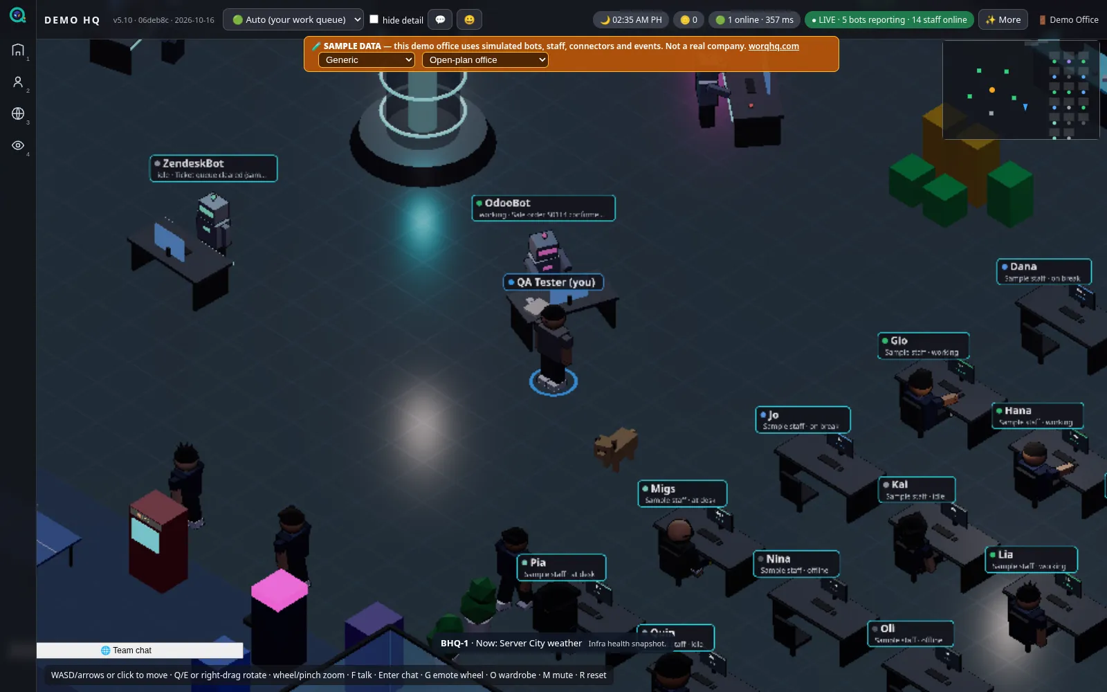 The demo office floor