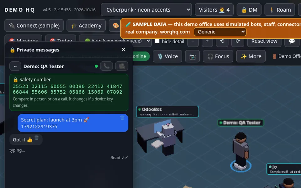 End-to-end encrypted private chat between two demo users